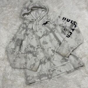 Hollister Mens Tie Dye Distressed Gray & White hoodie Small EUC